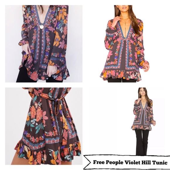Free People Tops - Free People Violet Hill Tunic floral tie back 2